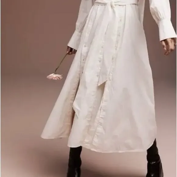 Free People White Charlie Belted Shirtdress Size XS - Picture 11 of 14